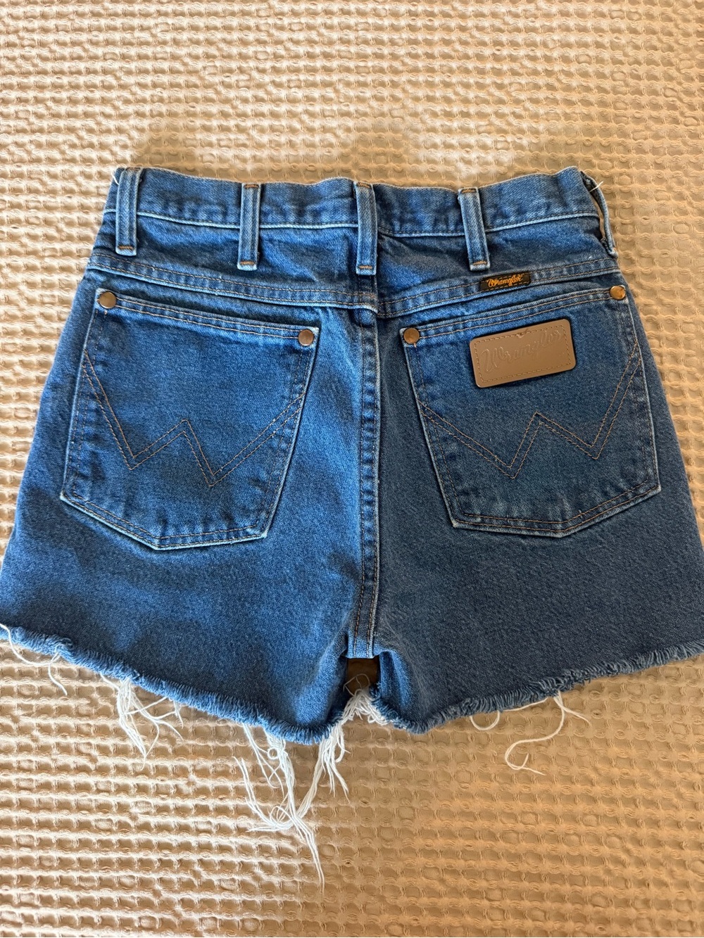Wrangler Mid-High Rise Blue Denim Cutoff Shorts